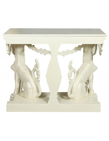 Console em madeira maciça com acabamento branco antigo L114xDP49xA81 cm Console em madeira maciça com acabamento branco antigo L114xDP49xA81 cm