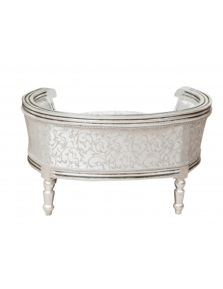 Pouf con schienale stile francese Luigi XVI in legno massello di faggio L74XPR53XH41 cm