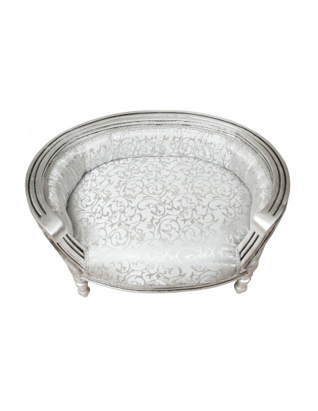 Pouf con schienale stile francese Luigi XVI in legno massello di faggio L74XPR53XH41 cm