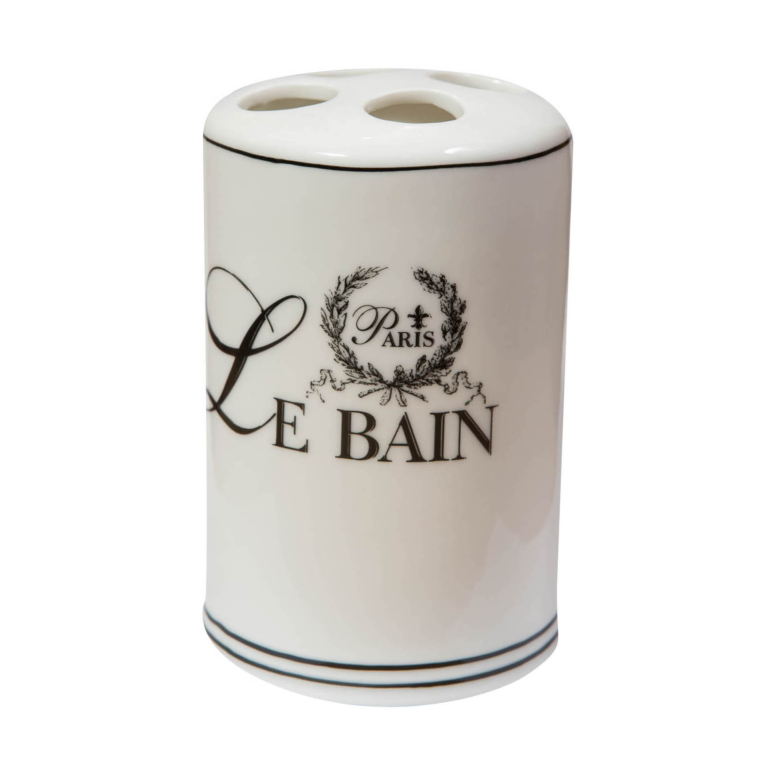 Set bagno Le Bain Paris 4 pezzi in porcellana bianca decorata 