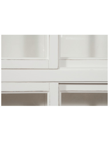 Libreria vetrina con ante scorrevoli in legno massello di tiglio, finitura bianca anticata 154x37x212 cm Libreria vetrina con ante scorrevoli in legno massello di tiglio, finitura bianca anticata 154x37x212 cm