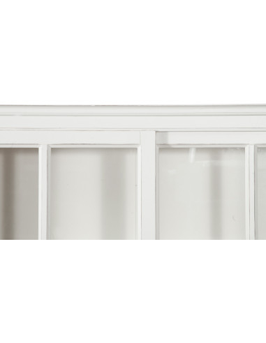 Libreria vetrina con ante scorrevoli in legno massello di tiglio, finitura bianca anticata 154x37x212 cm Libreria vetrina con ante scorrevoli in legno massello di tiglio, finitura bianca anticata 154x37x212 cm