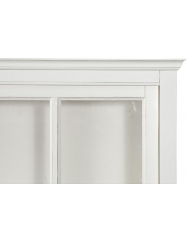 Libreria vetrina con ante scorrevoli in legno massello di tiglio, finitura bianca anticata 154x37x212 cm Libreria vetrina con ante scorrevoli in legno massello di tiglio, finitura bianca anticata 154x37x212 cm