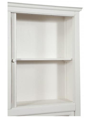 Libreria vetrina con ante scorrevoli in legno massello di tiglio, finitura bianca anticata 154x37x212 cm Libreria vetrina con ante scorrevoli in legno massello di tiglio, finitura bianca anticata 154x37x212 cm
