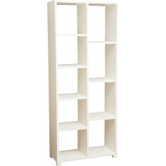 Libreria in legno massello di tiglio finitura bianca anticata 82x36x201 cm