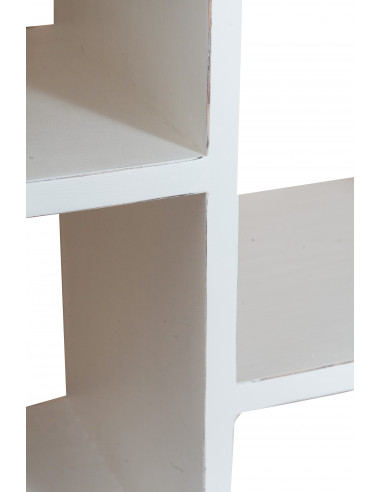 Libreria in legno massello di tiglio finitura bianca anticata 121x36x200 cm Libreria in legno massello di tiglio finitura bianca anticata 121x36x200 cm