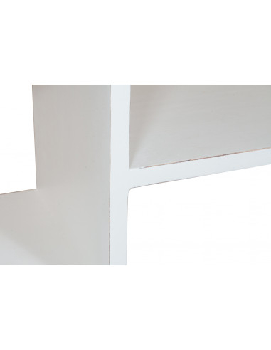 Libreria in legno massello di tiglio finitura bianca anticata 121x36x200 cm Libreria in legno massello di tiglio finitura bianca anticata 121x36x200 cm