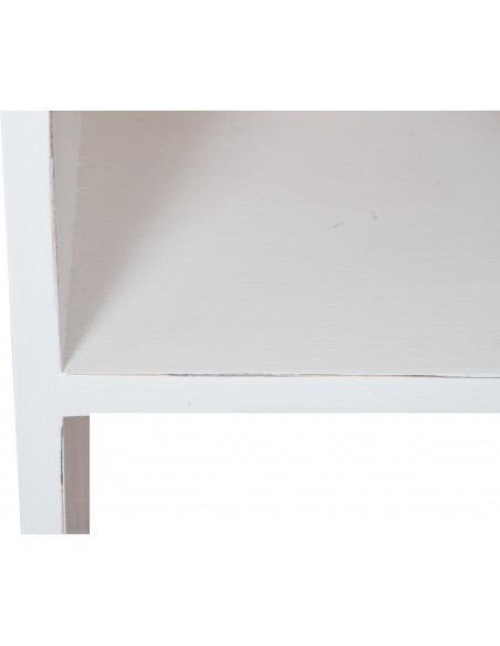 Estante em madeira maciça de lima com acabamento branco antigo 121x36x200 cm