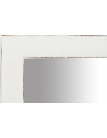 Specchiera rettangolare da muro in legno massello di tiglio finitura bianca anticata 37x3x48 cm