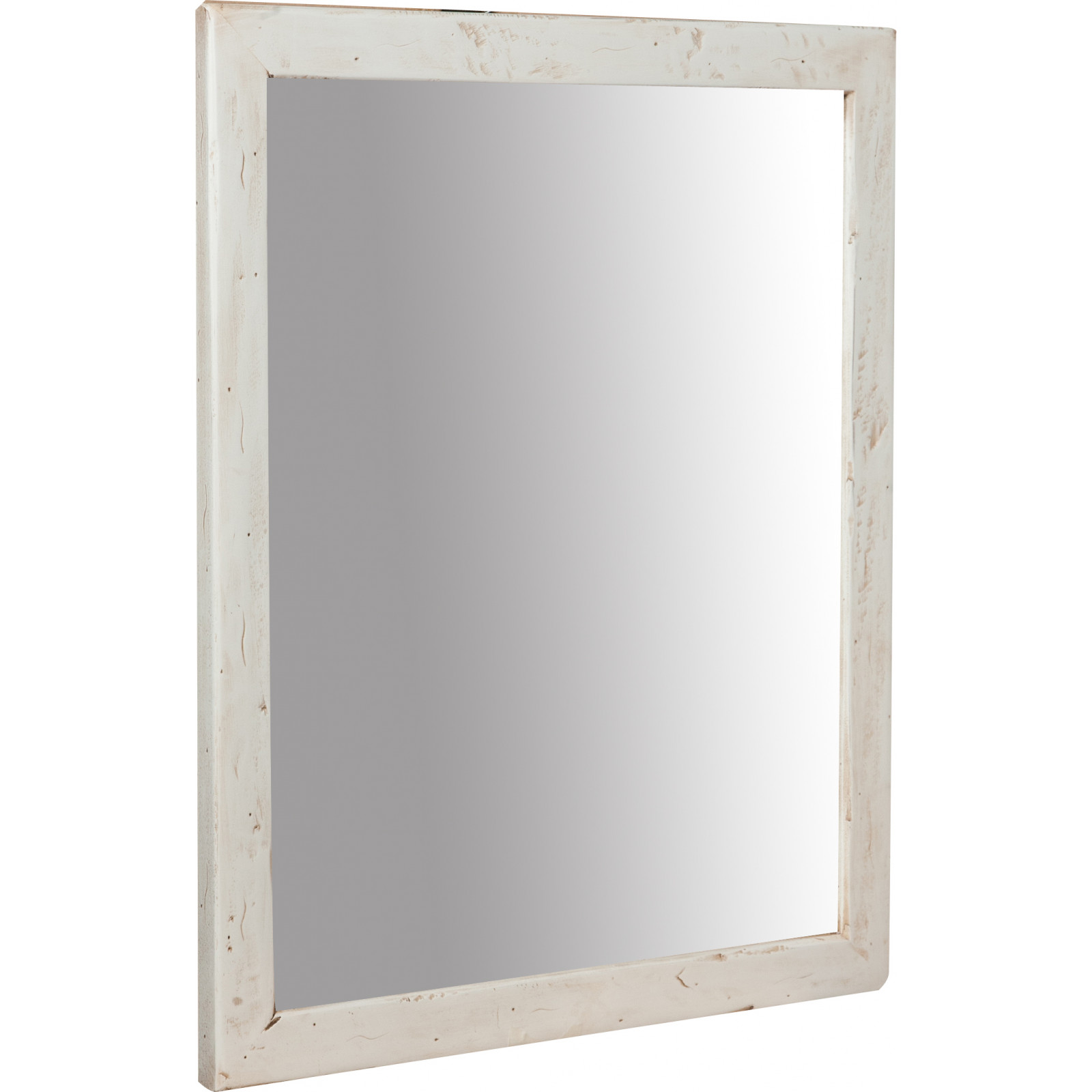Espejo rectangular de madera maciza de tilo acabado con efecto crema 48