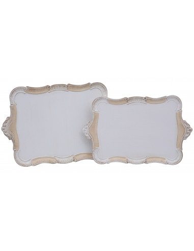 CONJUNTO DE DUAS BANDEJAS DE MADEIRA FLORENTINA