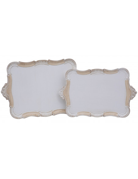 CONJUNTO DE DUAS BANDEJAS DE MADEIRA FLORENTINA