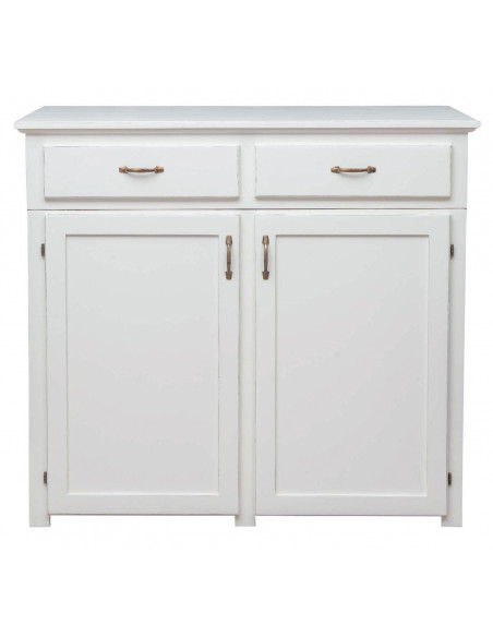 Aparador de cozinha em madeira maciça de lima com acabamento branco antigo L130xDP60xA115 cm