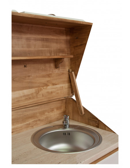 Aparador de cozinha em madeira maciça de lima com acabamento branco antigo L130xDP60xA115 cm