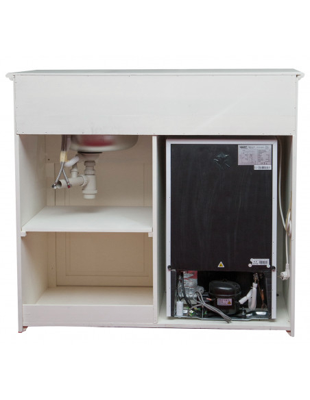 Aparador de cozinha em madeira maciça de lima com acabamento branco antigo L130xDP60xA115 cm