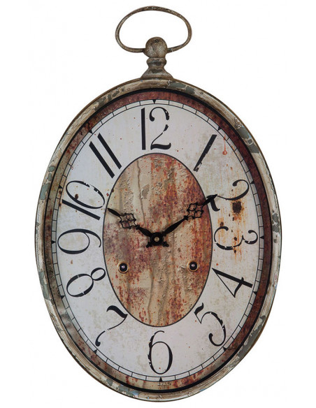 Orologio da parete in ferro finitura bianca anticata L32xPR5xH55 cm