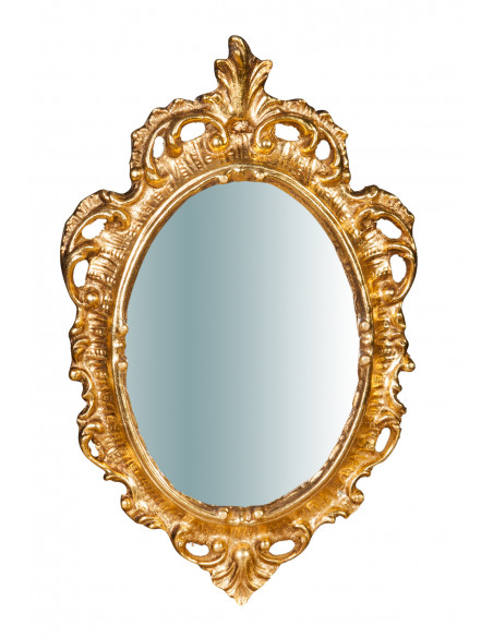 Specchiera da parete in legno finitura foglia oro anticato made in italy L19XPR2XH30 cm