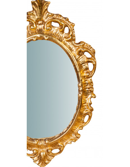 Specchiera da parete in legno finitura foglia oro anticato made in italy L19XPR2XH30 cm