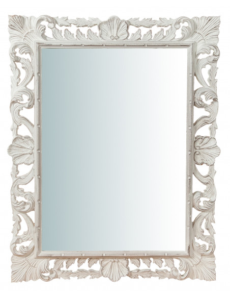 Espelho de parede vertical/horizontal de madeira com acabamento branco antigo Made in Italy L70xDP3,5xH90 cm - Biscottini.it