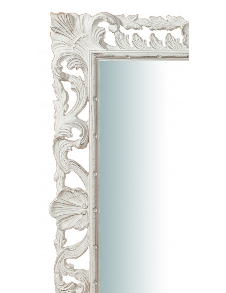 Espelho de parede vertical/horizontal de madeira com acabamento branco antigo Made in Italy L70xDP3,5xH90 cm - Biscottini.it