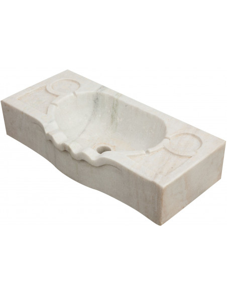 Pia recortada em mármore branco W60xDP30xH14 cm
