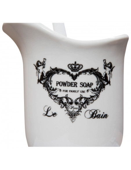 Portascopino in porcellana bianca decorata "Powder Soap" L12xPR10xH16,2 cm