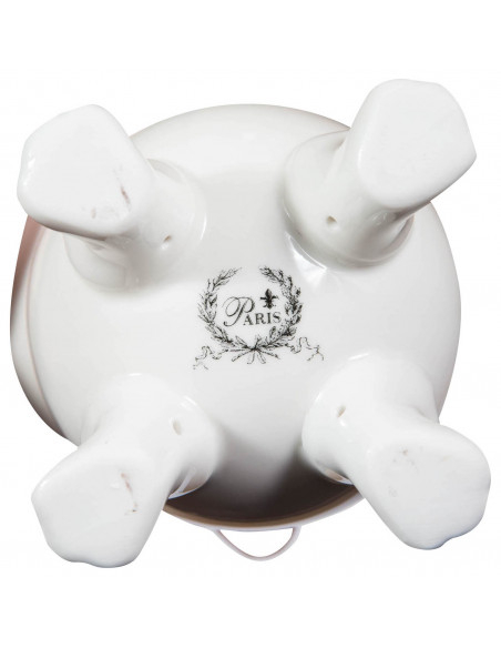 Porta-escova sanitária em porcelana branca decorada "Sabonete em Pó" L12xDP10xA16,2 cm