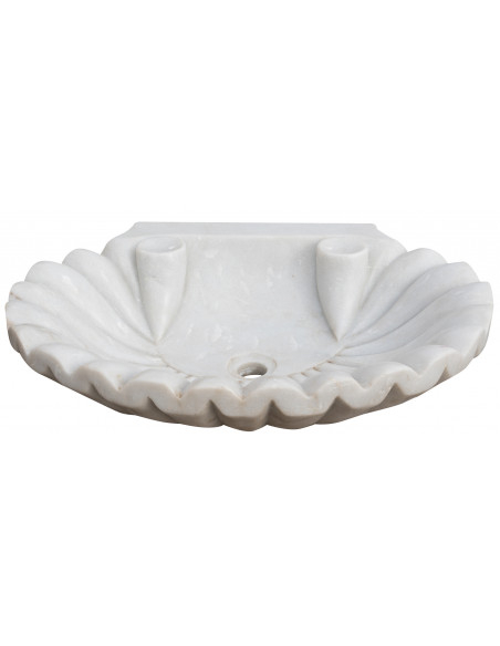 Lavandino a conchiglia in marmo bianco L64xPR50xH12 cm