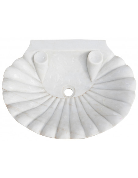 Lavandino a conchiglia in marmo bianco L64xPR50xH12 cm