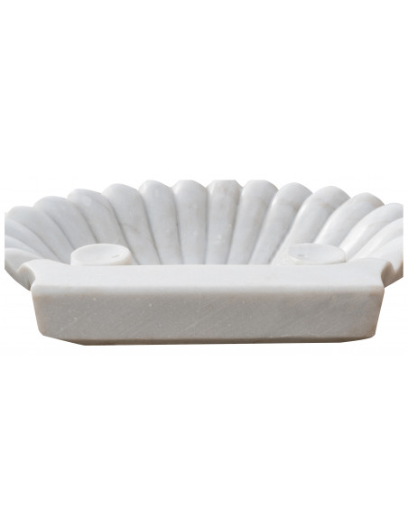 Lavandino a conchiglia in marmo bianco L64xPR50xH12 cm