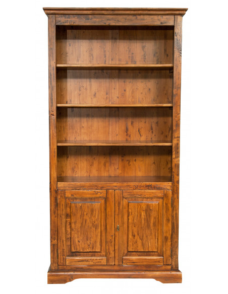 Libreria in legno massello di tiglio finitura noce 108x38x211 cm