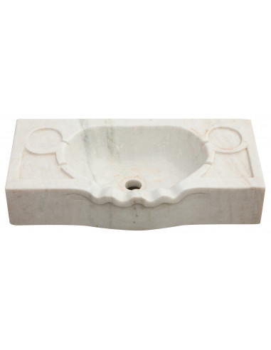 Lavandino smerlato in marmo bianco  L60xPR30xH14 cm