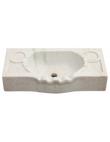 Lavandino smerlato in marmo bianco  L60xPR30xH14 cm