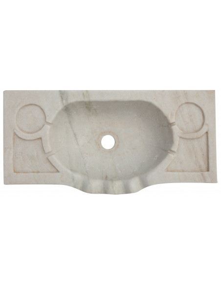 Lavandino smerlato in marmo bianco  L60xPR30xH14 cm