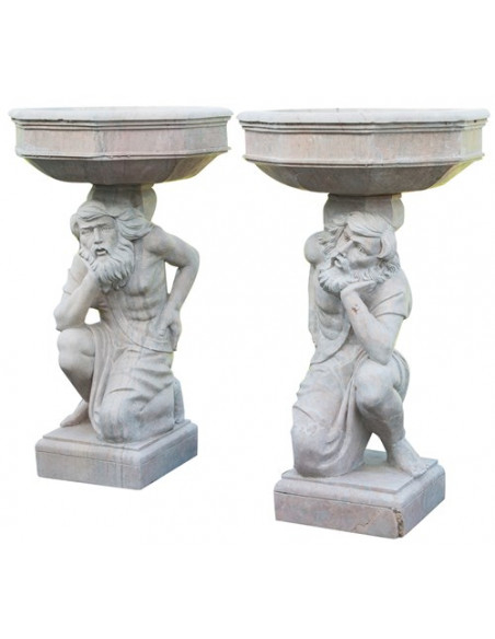 Par de estátuas de mármore L74XDP74X130 cm cada
