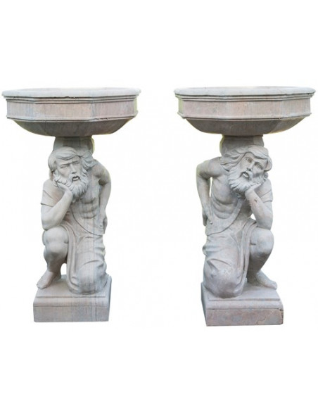 Par de estátuas de mármore L74XDP74X130 cm cada