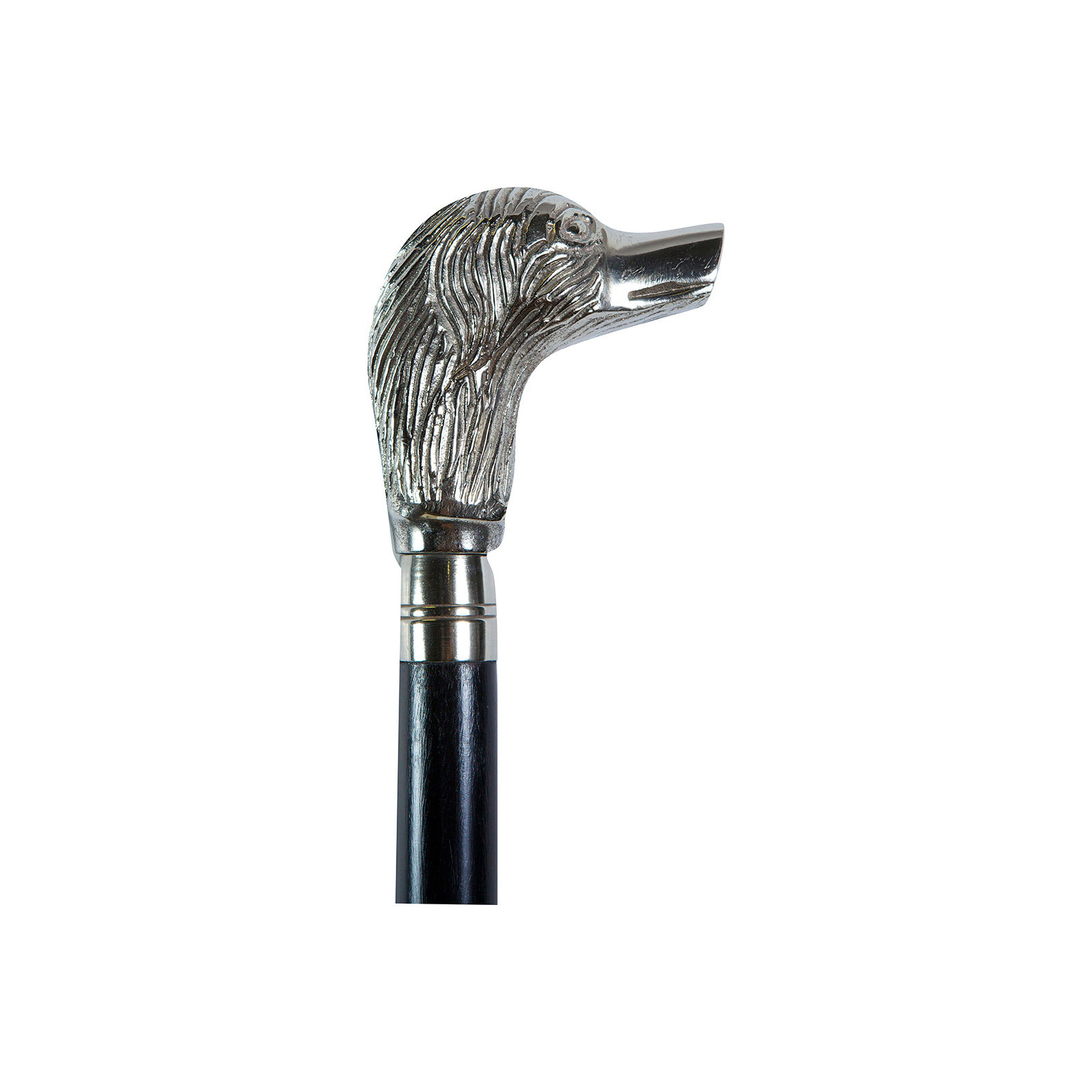 Wooden and pewter walking stick 
