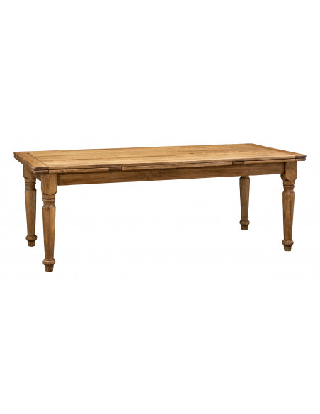 Tavolo Country allungabile in legno massello di tiglio finitura naturale 220x100x80 cm. Made in Italy