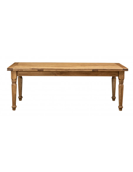 Tavolo Country allungabile in legno massello di tiglio finitura naturale 220x100x80 cm. Made in Italy