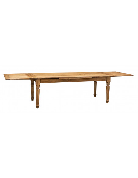 Tavolo Country allungabile in legno massello di tiglio finitura naturale 220x100x80 cm. Made in Italy