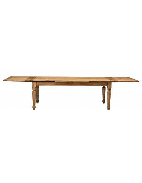 Tavolo Country allungabile in legno massello di tiglio finitura naturale 220x100x80 cm. Made in Italy
