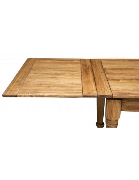 Tavolo Country allungabile in legno massello di tiglio finitura naturale 220x100x80 cm. Made in Italy