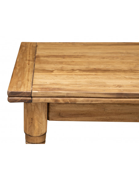 Tavolo Country allungabile in legno massello di tiglio finitura naturale 220x100x80 cm. Made in Italy