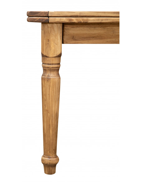 Tavolo Country allungabile in legno massello di tiglio finitura naturale 220x100x80 cm. Made in Italy