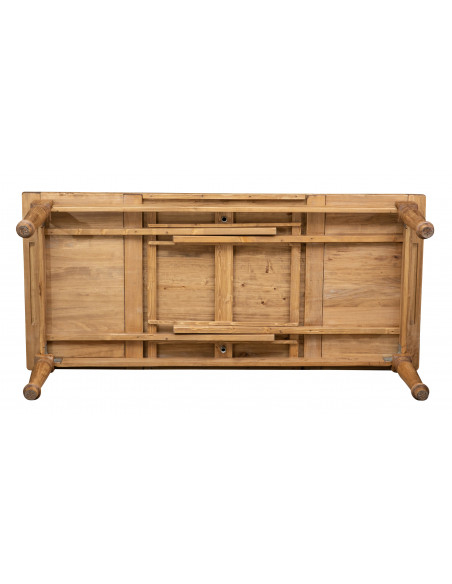 Tavolo Country allungabile in legno massello di tiglio finitura naturale 220x100x80 cm. Made in Italy