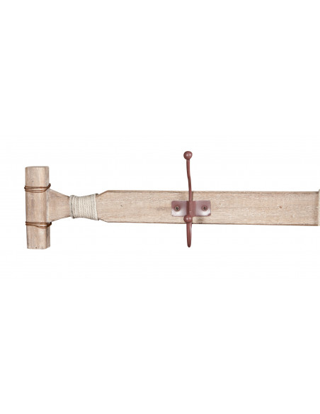 Attaccapanni da parete a forma di remo in legno massello L116,5XPR6,5XH15 cm