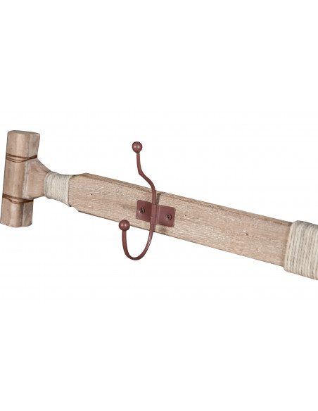 Attaccapanni da parete a forma di remo in legno massello L116,5XPR6,5XH15 cm