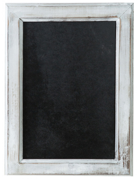 Lavagna da appoggio con cornice in legno finitura bianca anticata 32x3,5x43 cm