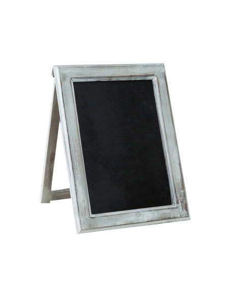 Lavagna da appoggio con cornice in legno finitura bianca anticata 32x3,5x43 cm